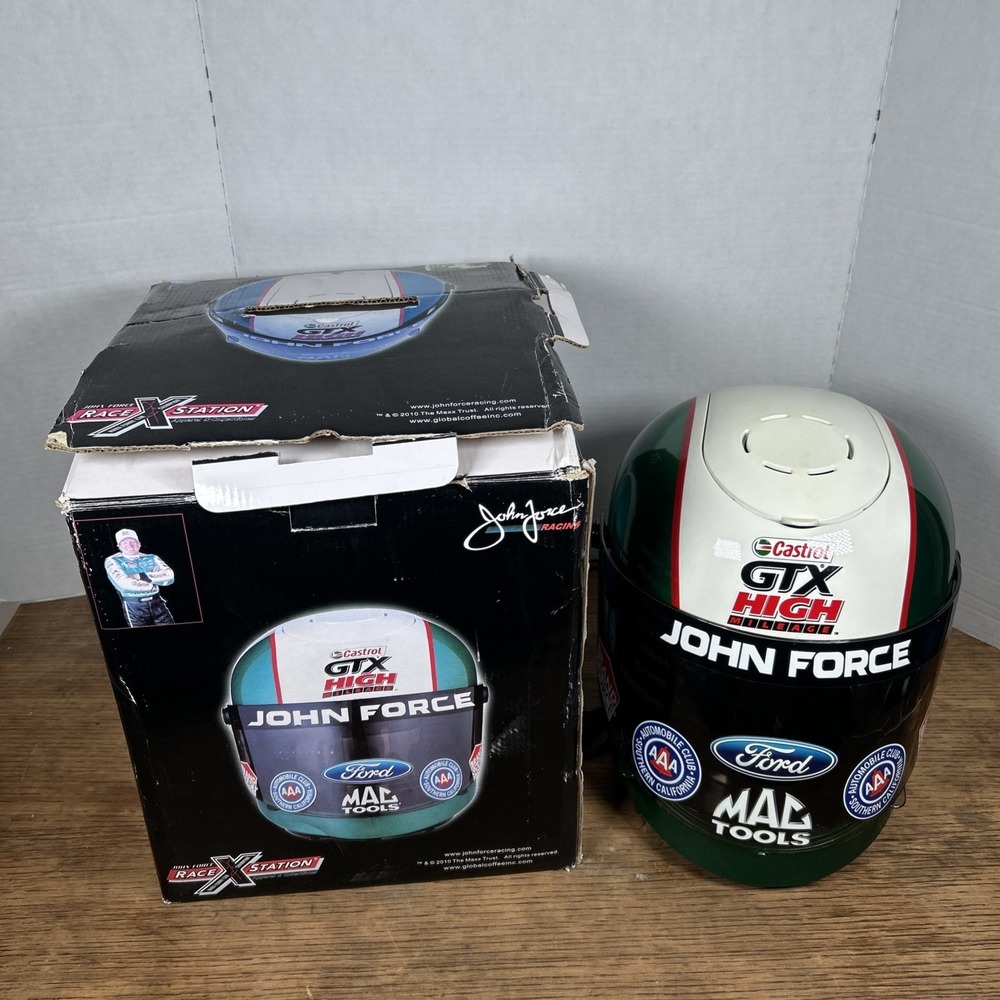 Collectible John Force Nhra Funny Car Race Station Helmet Coffee Maker